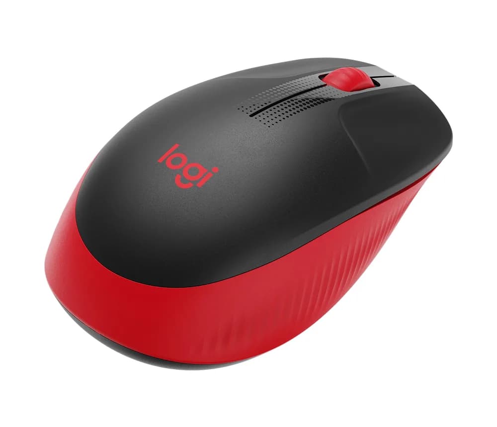 MOUSE LOGITECH, "M190", PC sau NB, wireless, 2.4GHz, optic, 1000 dpi, butoane/scroll 3/1, negru / rosu, 45507061 "910-005908" — miniatură