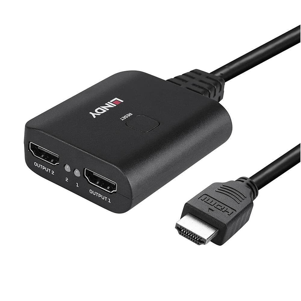 Cablu Lindy 2 porturi HDMI 4K60, latime de banda suportata 18Gbps, Chipset: GSV2006, lungime cablu 500 mm negru — miniatură
