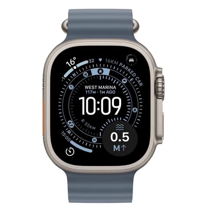Apple Watch Ultra 3 GPS + Cellular 49mm Natural Titanium Case with Anchor Blue Ocean Band