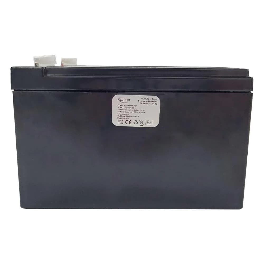 Acumulator UPS SPACER 12V/12Ah, negru — miniatură