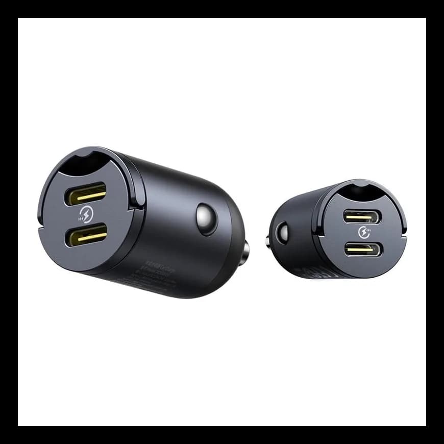 INCARCATOR auto Baseus Tiny Star, Quick Charge 30W, 2 x USB Type-C, negru "C00035001121-03" - 6932172677190 — miniatură