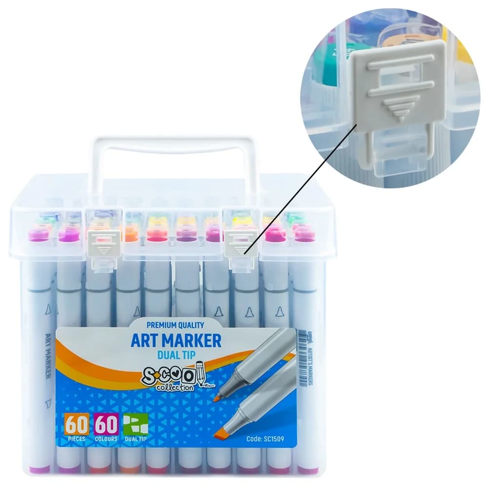Markere cu 2 capete, 6mm-3mm, 60 cul/set - S-COOL — miniatură