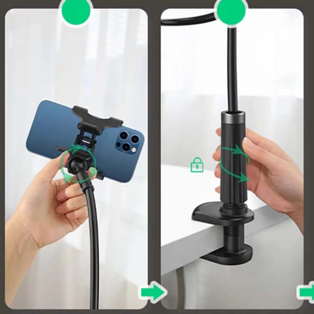 SUPORT Telefon Ugreen, "LP113" pt. SmartPhone, fixare birou clips, dimensiune cablu 90 cm, negru "80906" - 6957303889068 — miniatură