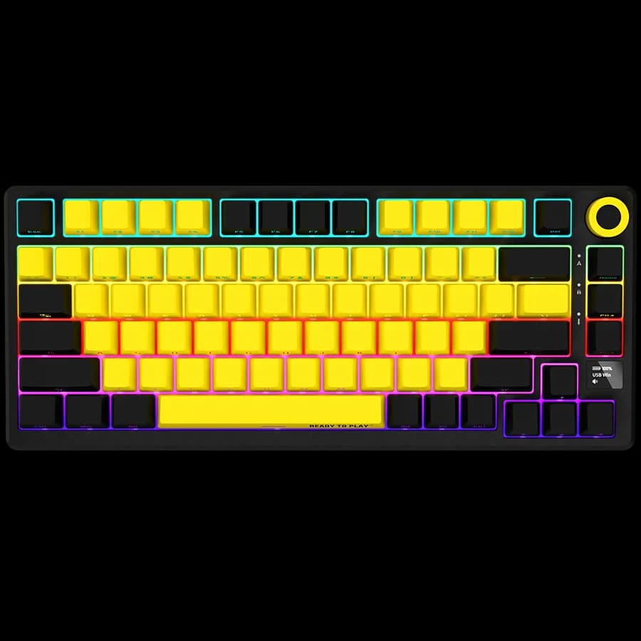 LORGAR KBP7075W, Wireless 75% Mechanical Gaming Keyboard Pro, Black/yellow, EN layout "LRG-KBP7075W-YL-US"