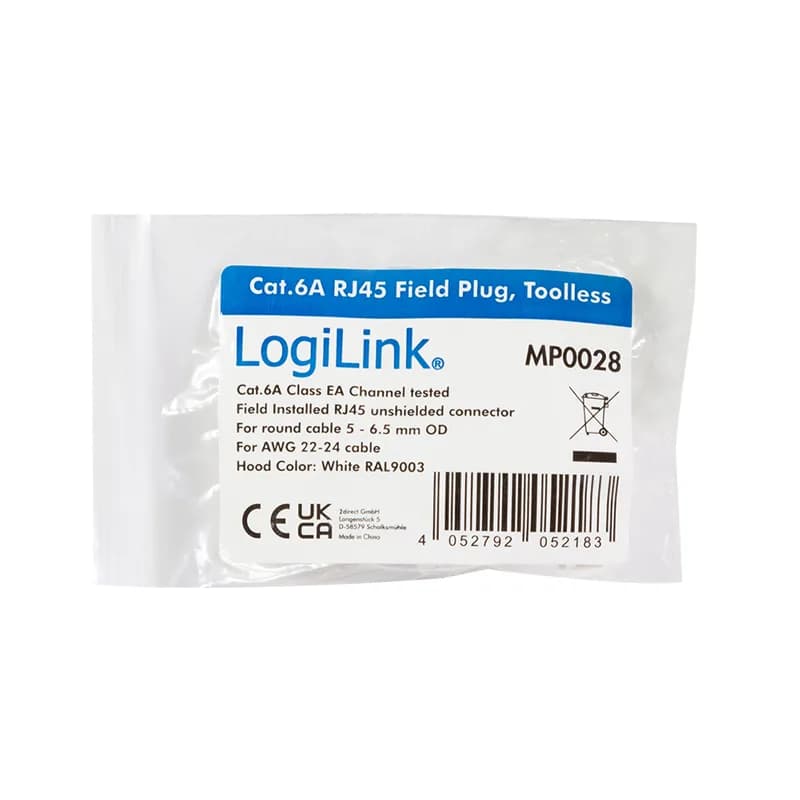 MUFA Logilink RJ45 pt. cablu UTP, Cat.6A, modulara, alb "MP0028" — miniatură