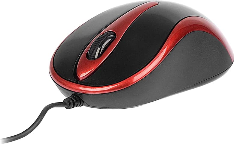 MOUSE A4tech, "N 350", PC sau NB, cu fir, USB, optic, 1000 dpi, butoane/scroll 3/1, negru / rosu, "N-350-2" — miniatură