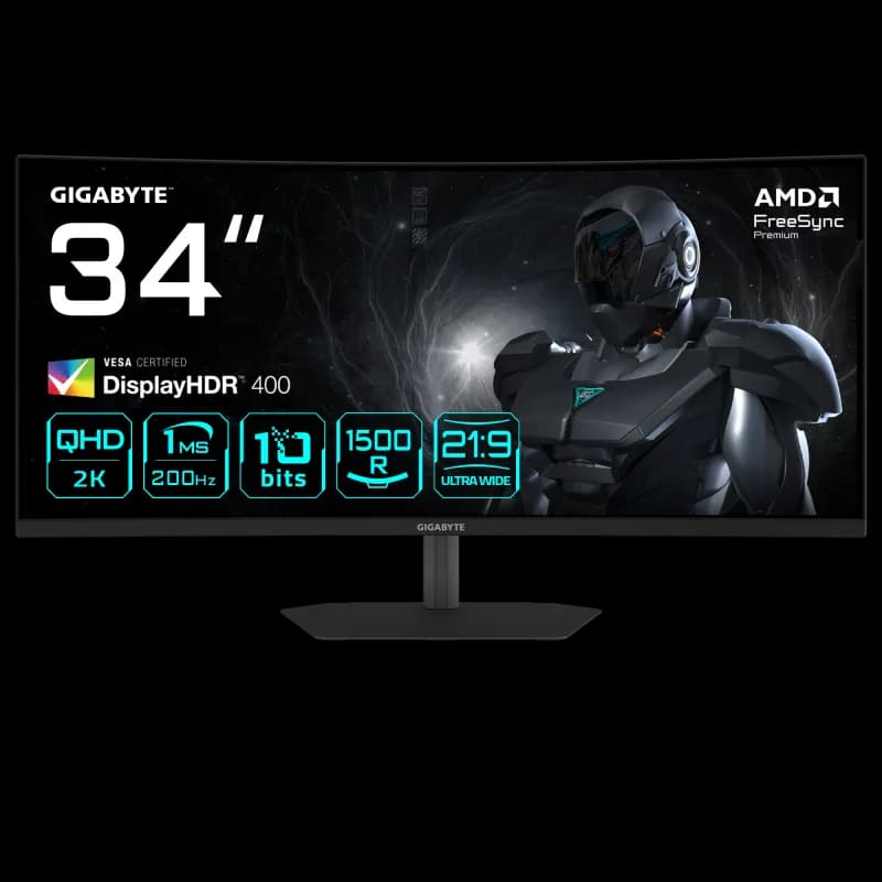 Monitor Consumer GIGABYTE G34WQC2, 34", 3440 x 1440 pixeli, Black