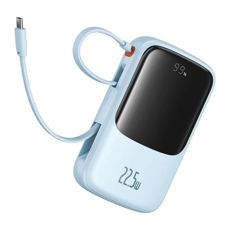 POWER BANK Baseus Qpow Pro+ Digital Display, 10000mAh, 22.5W, 2 x USB Type-C output/input, 1 x USB, 1 x Lightning, albastru, "P10067101313-00" - 6932172652470 — miniatură