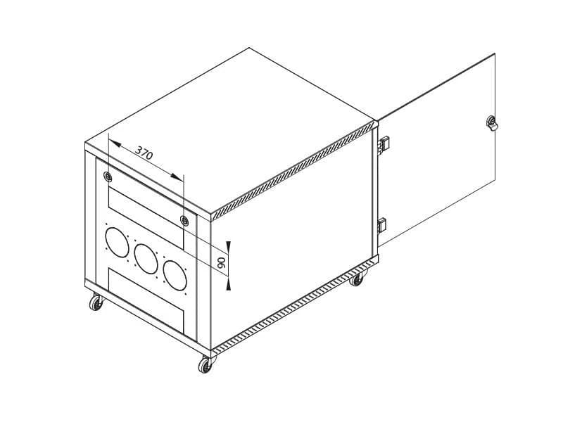 Rack de podea 19" Triton 12U 600x1000mm usa fata sticla panouri laterale/spate detasabile sectiuni pentru ventilatie activa, sectiuni acces cabluri sus/jos/spate IP30 gri — miniatură