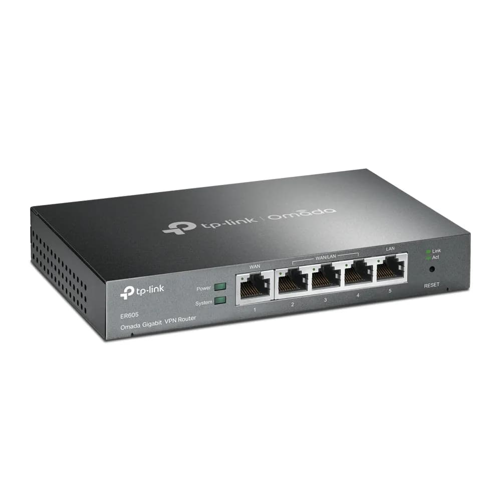 ROUTER TP-LINK wired Gigabit, 1 Gigabit WAN + 1 Gigabit LAN + 3 Changeable Gigabit WAN/LAN Ports, tehnologie VPN "ER605" — miniatură