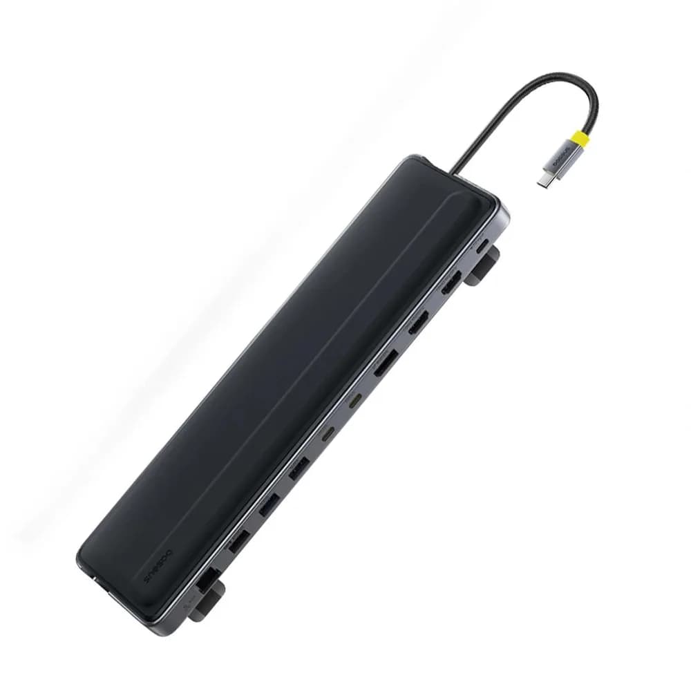 DOCKING Station Baseus EliteJoy EH3 Series 12-in-1, conectare PC USB-C,Type-C to 2xHDMI 4K@60Hz,1xDP4K@60Hz,2xUSB-C(10Gbps),2xUSB-A(5Gbps),1xUSB-A(480Mbps),SD/TF(3.0),RJ45(Gigabit),USB-C(PD), gri "B0114200" - 6932172692278
