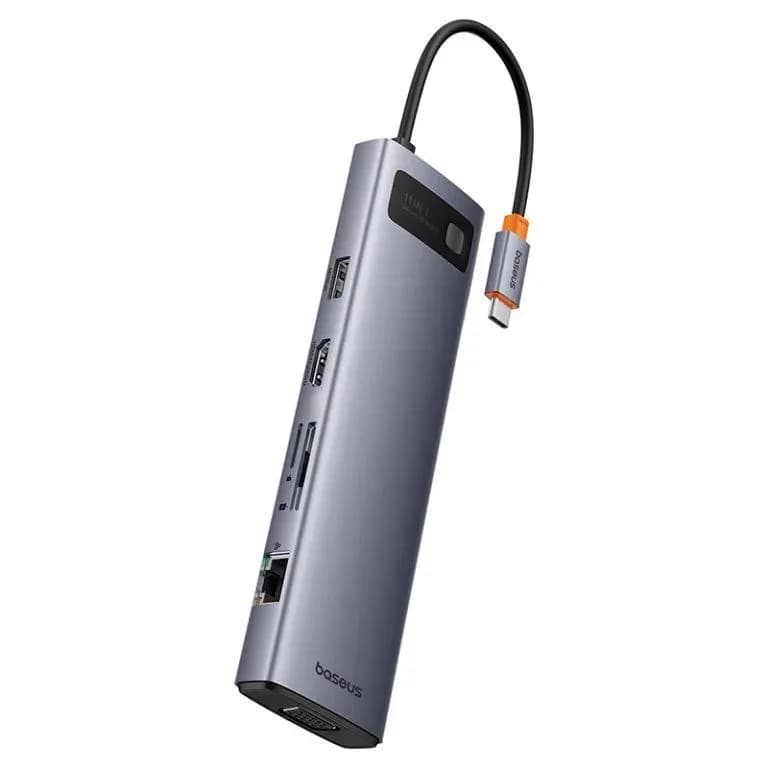 DOCKING Station Baseus Metal Gleam Series 11-in-1, conectare PC USB-C,Type-C to HDMI4K@60Hzx1+VGAx1,USB3.0x3,USB2.0x1+PDx1,RJ45x1,SD/TFx1,jack 3.5x1, gri "B00030709811-00" - 6932172636562