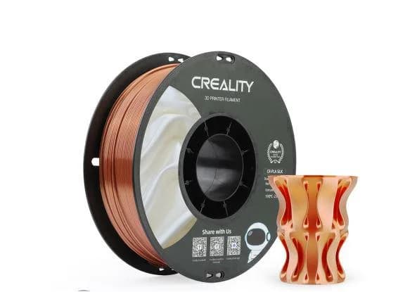 CREALITY PLA 3D Printer Filament, CR-SILK RED COPPER, Printing temperature: 190-220, Filament diameter: 1.75mm, Tensile strength: 60MPa, Size of filament wheel: Diameter 200mm, height 66mm, hole diameter 56mm. Utilizare: pana la 6 luni de la deschiderea ambalajului.