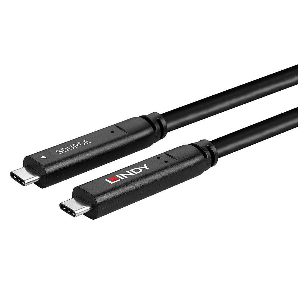 Cablu Lindy 10 m USB 3.2 Gen 1 & DP 1.4 Type C, latime de banda suportata 5Gbps (USB 3.2 Gen 1), 16.2Gbps (DP 1.4, 2 lanes), rezolutie maxima 4K 3840x2160@30Hz, negru — miniatură