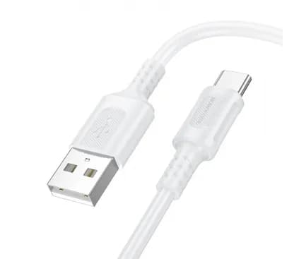 CABLU alimentare si date Borofone "BX111", Charging Data Cable pt. smartphone, USB la USB Type-C, 3A, 1m, alb "6941991115097"