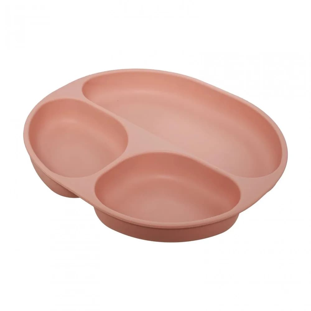 Set diversificare 3 piese silicon : bol, farfurie si cana cu cioc, roz, U-Grow — miniatură
