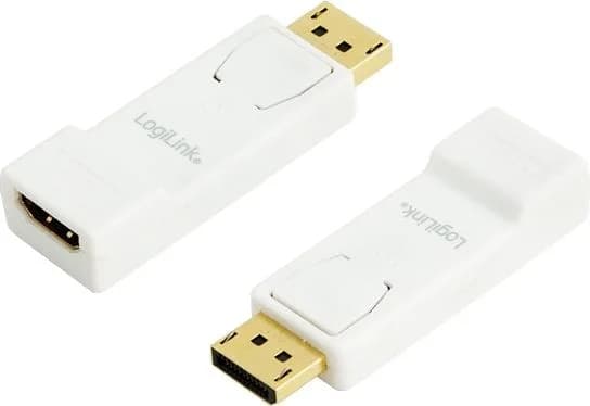 ADAPTOR video LOGILINK, DisplayPort (T) la HDMI (M), conectori auriti, rezolutie maxima Full HD (1920 x 1080) la 30 Hz, alb, "CV0057"