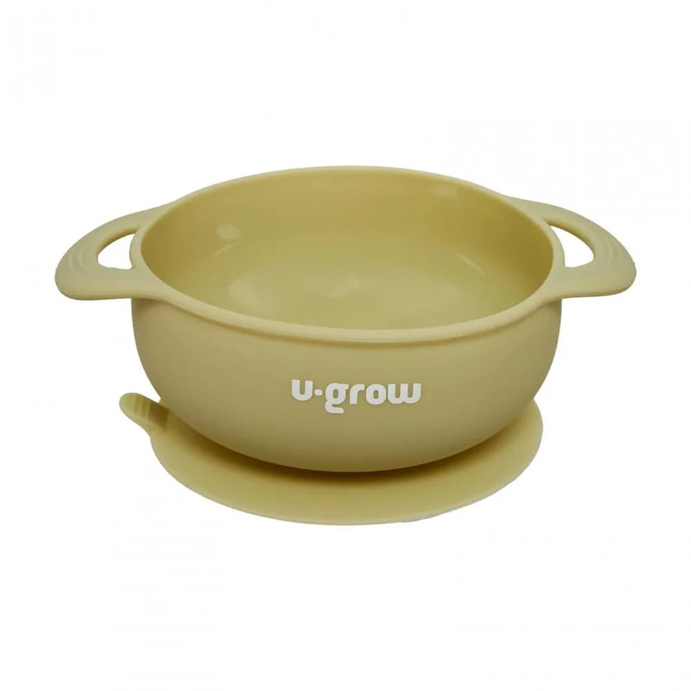 Set diversificare 3 piese silicon : bol, farfurie si cana cu cioc, olive, U-Grow — miniatură