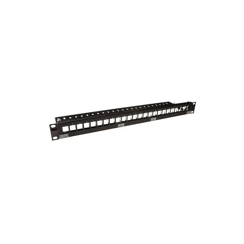 Patch panel 19, 1U, 24 porturi neechipat, pentru conectori Keystone, cu bare de gestionare a cablurilor - Molex "PID-00257"