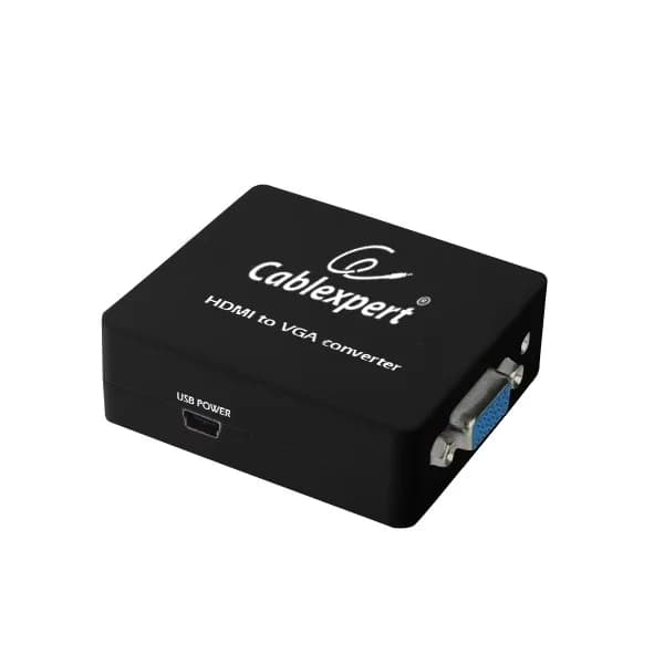 ADAPTOR video GEMBIRD, splitter HDMI (M) la VGA (M) + Jack 3.5mm (M), rezolutie maxima Full HD (1920 x 1080) la 60Hz, USB power, black, "DSC-HDMI-VGA-001" — miniatură