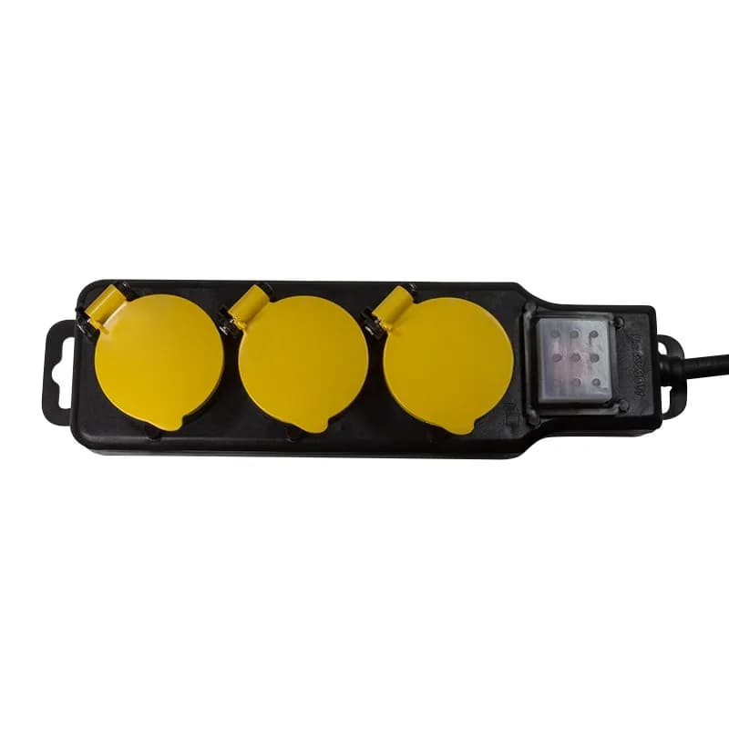 PRELUNGITOR LOGILINK, Schuko x 3, conectare prin Schuko (T), cablu 1.5 m, 16 A, protectie stropire cu apa, negru/ galben, "LPS253" — miniatură
