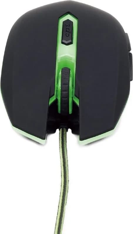 MOUSE GEMBIRD, gaming, cu fir, USB, optic, 2400 dpi, butoane/scroll 6/1, iluminare, negru / verde, "MUSG-001-G" — miniatură