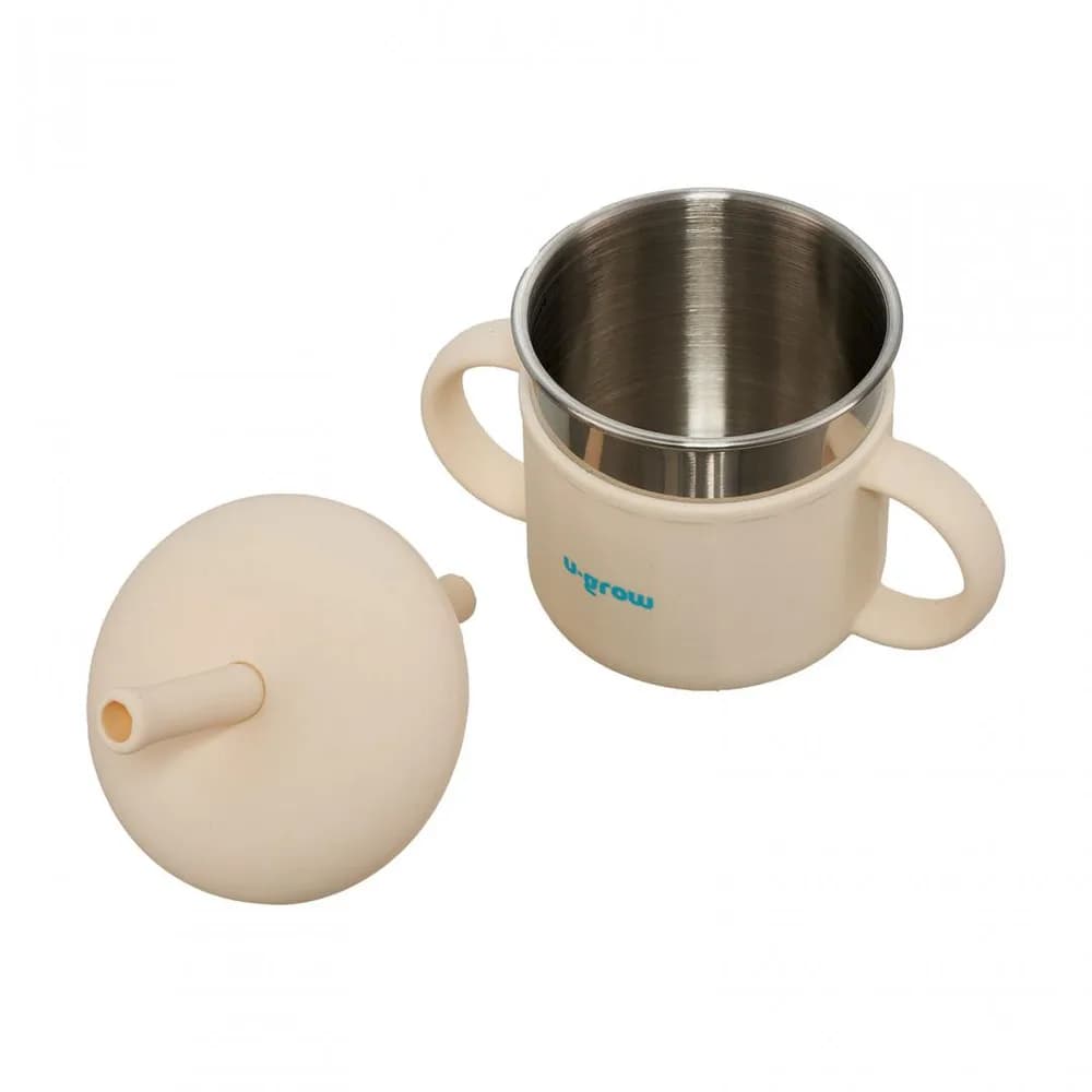 Cana din silicon cu pai si interior din inox,220 ml, U-Grow — miniatură