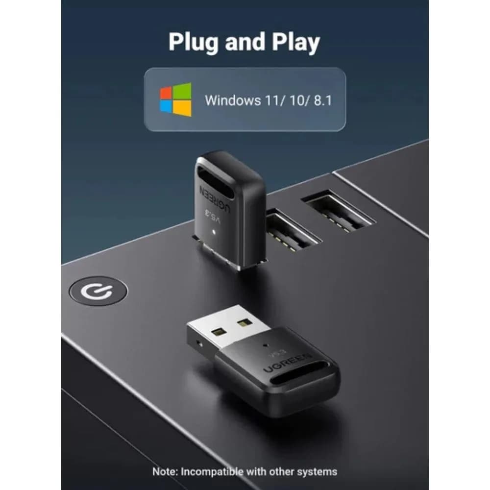 ADAPTOARE Bluetooth Ugreen, "CM591" conectare prin USB 2.0, distanta 10 m (pana la), Bluetooth v5.3, antena interna, "90225" - 6957303892259 — miniatură