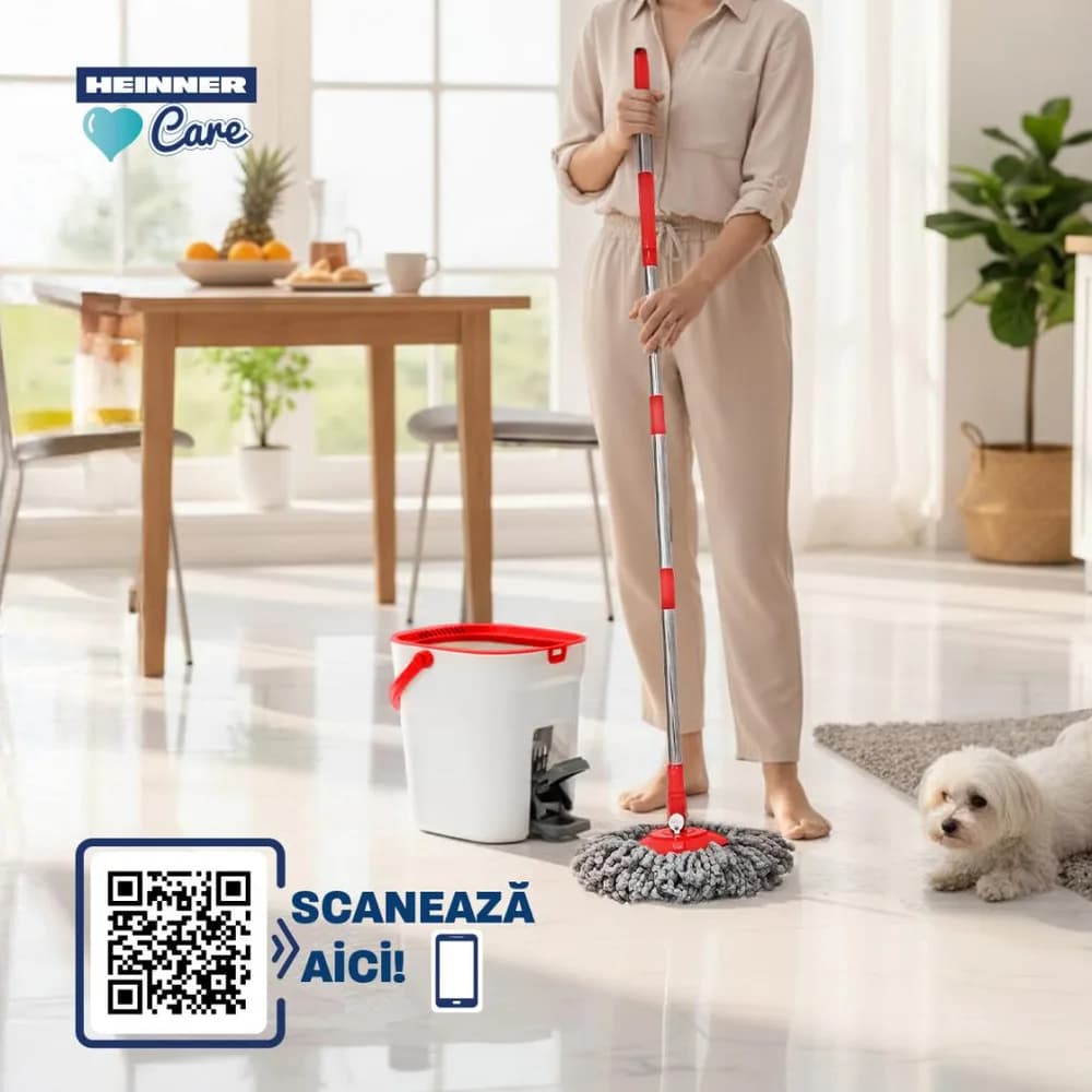 SET CURATENIE CU PEDALA WASH&DRY, CLEAN STEP, ROSU — miniatură