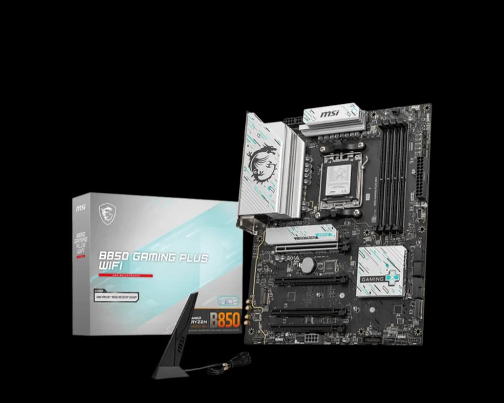 MSI B850 GAMING PLUS WIFI, ATX, Socket AM5, 4x DDR5, 4x PCIe 3.0 x16 slot, 3x M.2 slot, 4x USB 2.0, 1x USB 5Gbps, 1x USB 10Gbps, 2x USB 10Gbps Type-C, DP, 7.1 HD Audio, "B850_GAMING_PLUS_WIFI" — miniatură