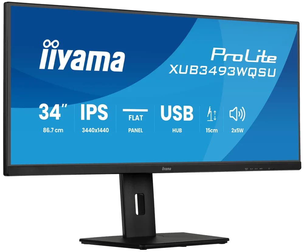 Monitor IPS LED Iiyama 34" XUB3493WQSU-B6, UWQHD (3440 x 1440), HDMI, DisplayPort, Boxe, 120 Hz, 1 ms (Negru) "XUB3493WQSU-B6"