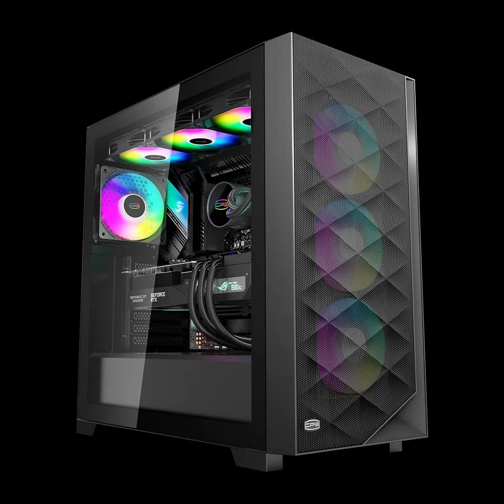 CARCASA PCCOOLER, Middle Tower, ATX, fara sursa, sticla securizata, 3 ventilatoare incluse, iluminare ARGB, negru, USB 3.2 gen 2 x 2, mic, audio, "C3D510 ARGB BK"