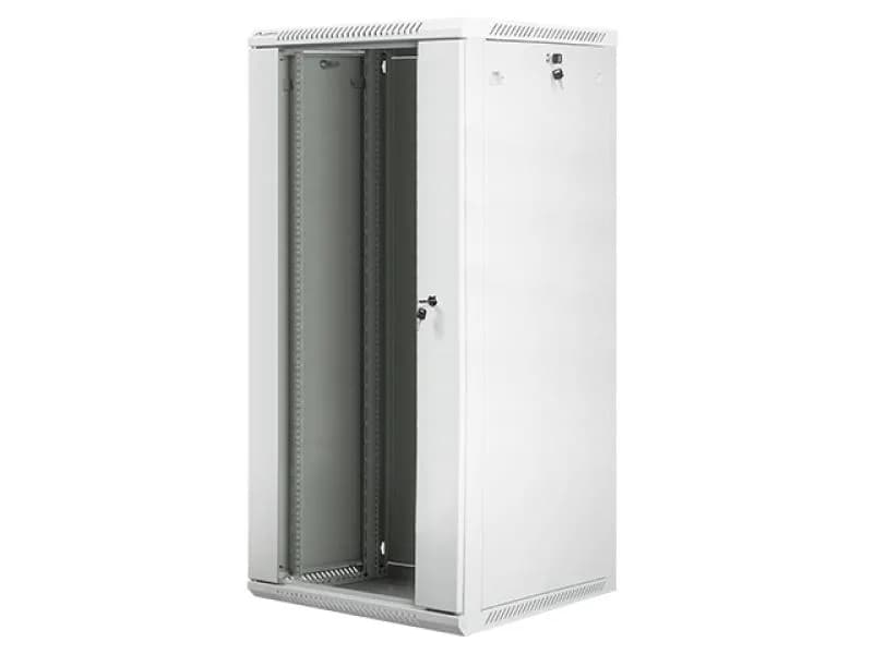 Dulap rack 19" perete 27U / 600x600 (flat pack) cu ușă din sticlă, gri V2