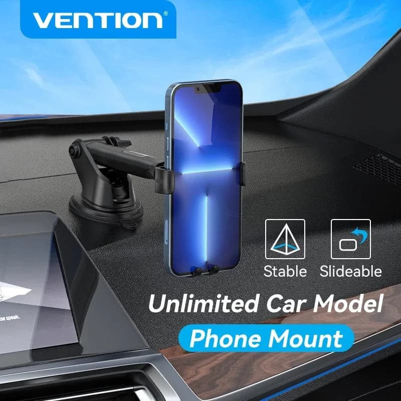 Suport AUTO Vention pt SmartPhone, fixare parbriz sau bord prin ventuza, unghi reglabil, device compatibil 4.7-7.2inch, negru, "KCOB0" - 6922794764866 — miniatură