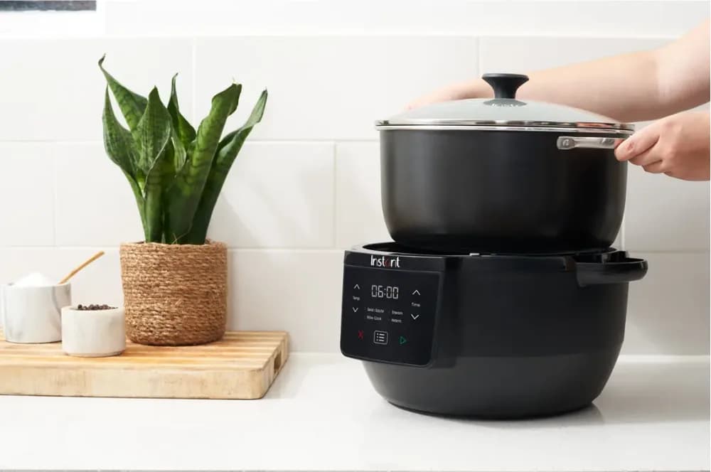 Slow Cooker Instant Pot, 800W, Capacitate 7.1L, Keep Warm, 4 in 1, control digital, Negru — miniatură