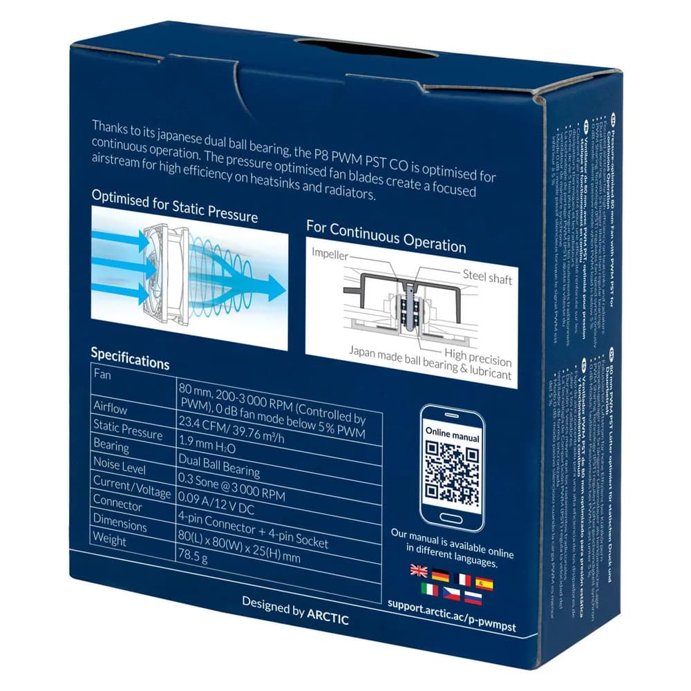 Ventilator ARCTIC P8 PWM PST CO, 80 mm, 3000 rpm "ACFAN00151A" — miniatură