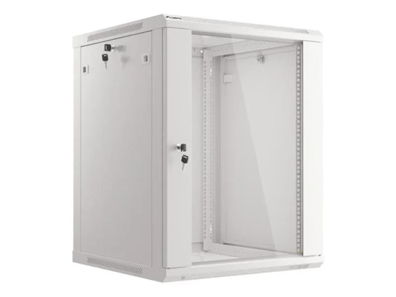 Dulap rack 19" perete 15U / 600x600 (flat pack) cu ușă din sticlă, gri V2