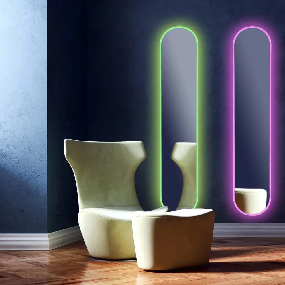 Oglindă Mare de Perete cu Ramă LED — miniatură