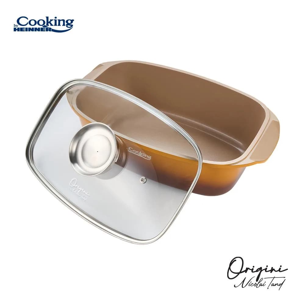 TAVA ROASTER DIN ALUMINIU TURNAT + CAPAC 39 X 22.5 X 11 CM, 5.3L, NICOLAI TAND, ORIGINI, COOKING BY HEINNER — miniatură