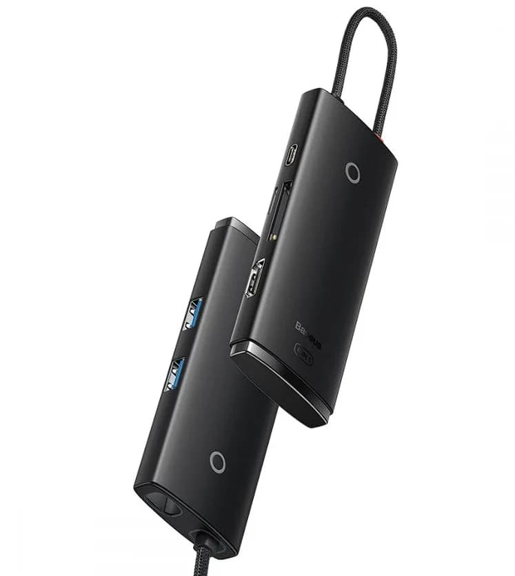 DOCKING Station Baseus Lite, conectare PC USB Type-C, USB 3.0 x 2, USB Type C x 1 PD, HDMI x 1/4K/30Hz, card reader SD/microSD, negru "WKQX050101" - 6932172606343