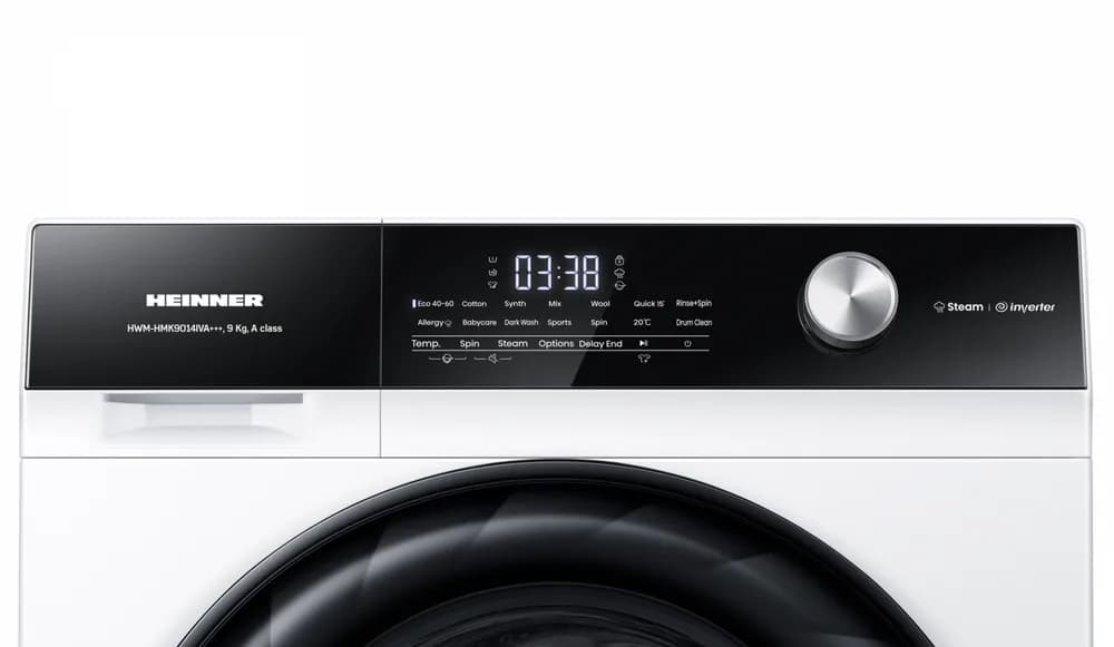 Masina de spalat rufe HEINNER HWM-HMK9014IVA+++, 9 kg, 1400 rpm, Clasa: A, Alb — miniatură