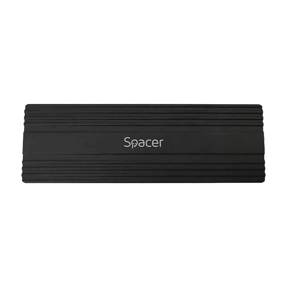 Rack extern SPACER, pt. SSD M.2 PCIe NVME, interfata PC USB 3.1 Type C, Striat, aluminiu, negru — miniatură