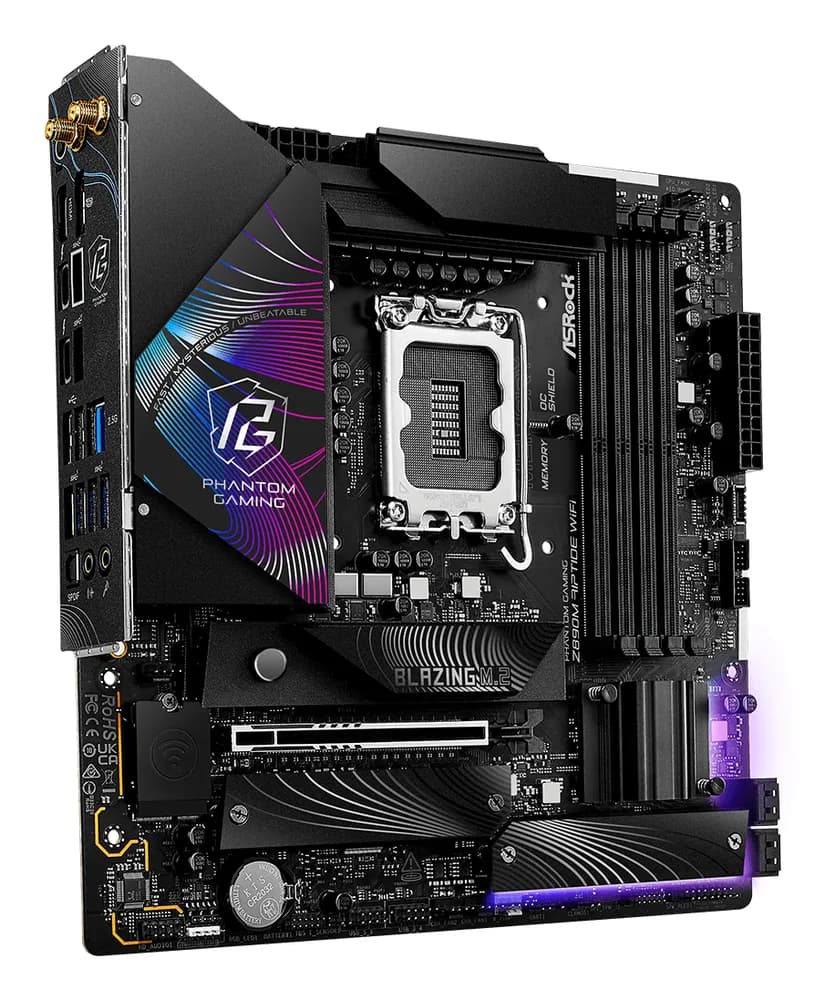 Placa de baza ASRock Z890M RIPTIDE WiFi Mainboard, Sockel LGA 1851, Intel Z890, Micro-ATX, DDR5 "90-MXBPK0-A0UAYZ" — miniatură