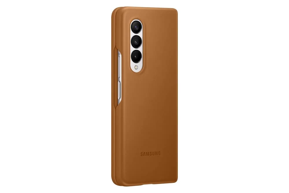 HUSA Smartphone Samsung, pt Galaxy Z Fold3, tip back cover (protectie spate), piele, ultrasubtire, maro, "EF-VF926LAEGWW" — miniatură