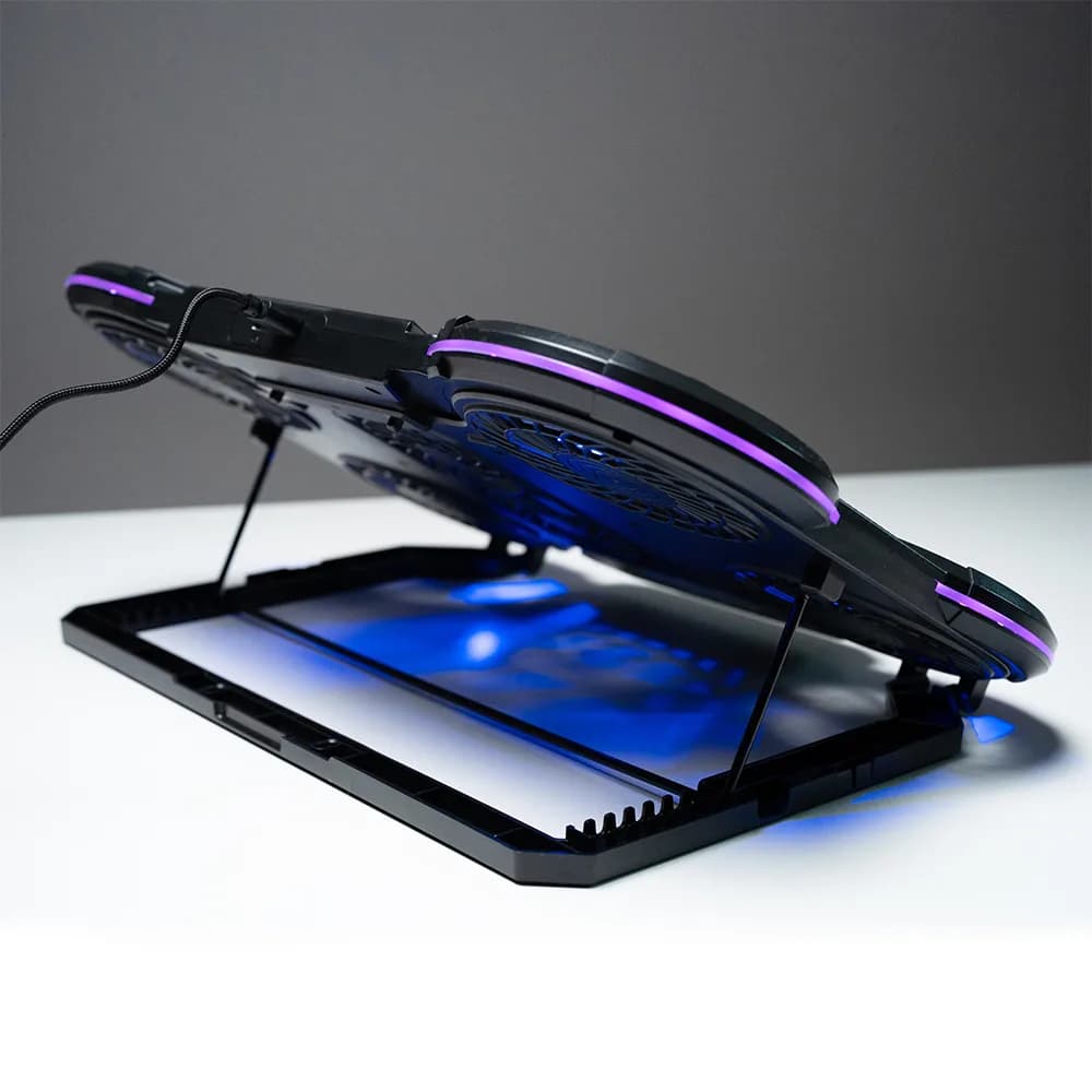Stand/Cooler notebook Spacer SPNS-GAMING-6F, pana la 17 inch, 6 ventilatoare, negru — miniatură