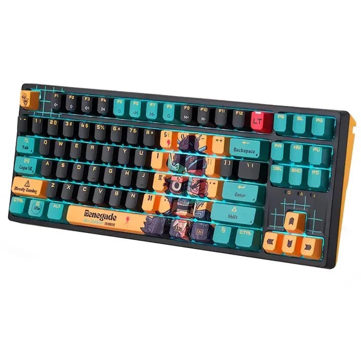 Tastatura A4Tech Bloody "AT87" Alpha Optical Switch Performance Keyboard USB Renegade, US Layout "AT87 Renegad" 4711421 000734 — miniatură