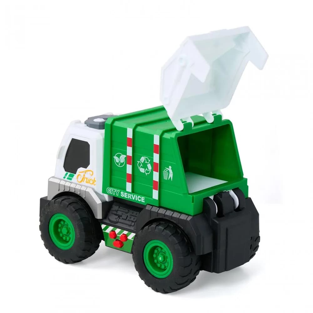 CAMION DE SALUBRITATE CU LUMINI, SUNETE SI DETALII MOBILE, MOMKI — miniatură