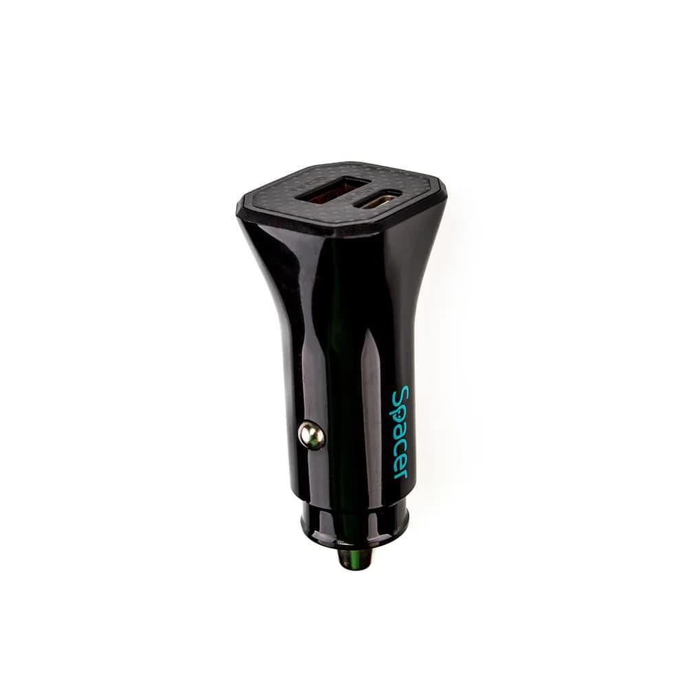 Incarcator Auto Spacer SPCC-DUO-03, 12W, 2 porturi, Negru — miniatură