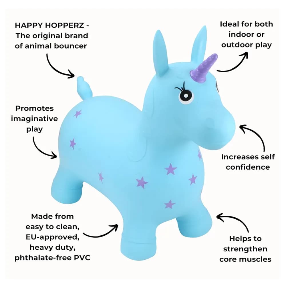 Jucărie gonflabilă săltăreață de călărit Unicornul Turcoaz HappyHopperz — miniatură
