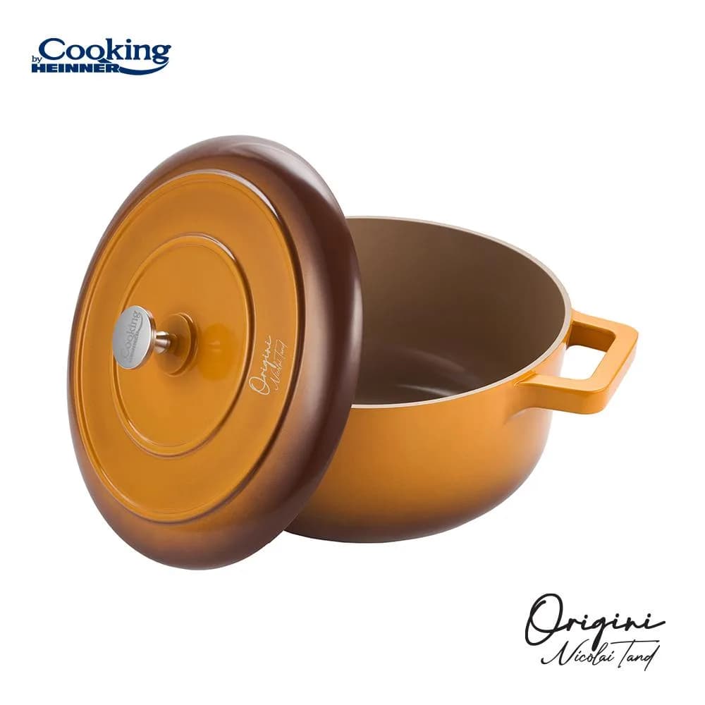 SEMIOALA ALUMINIU TURNAT + CAPAC 26x12.5 CM,5.8L, NICOLAI TAND, ORIGINI, COOKING BY HEINNER — miniatură